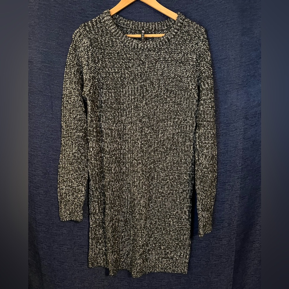Poof! Black and White Knit Sweater Dress